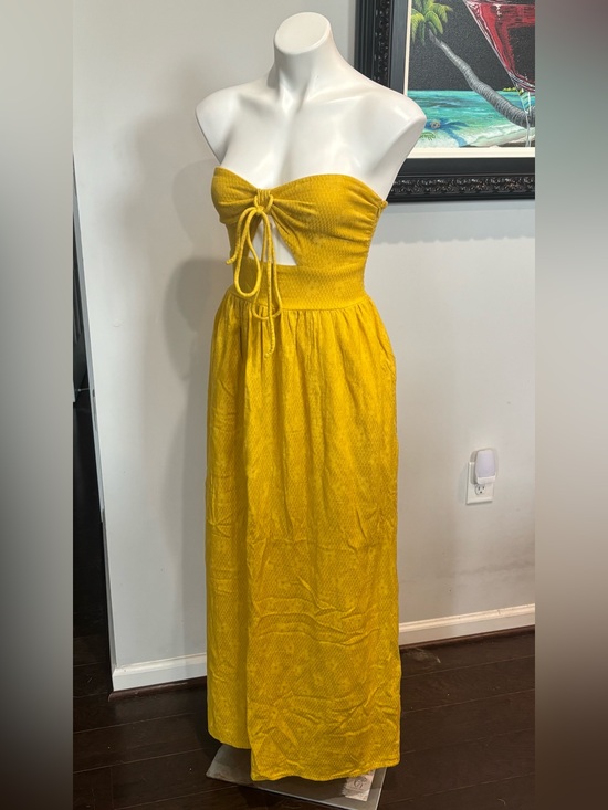 Billabong Dresses & Skirts - Billabong X The Salty Blonde Yellow Strapless Tie-Front Maxi Dress